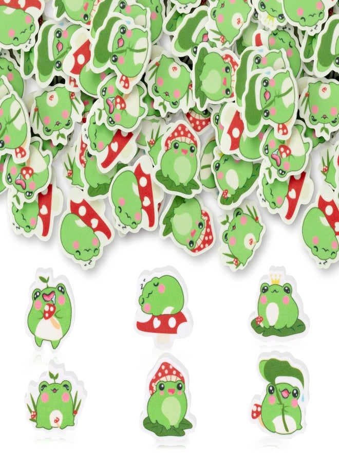Yopyame 60PCS Cute Frog Erasers for Kids Bulk: 60 Mini Animal Erasers in 6 Styles, Green, Round, Rubber, Children's Pencil Erasers, Eraser - Image 1